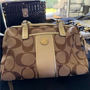 Coach Brown and Tan Signature Satchel